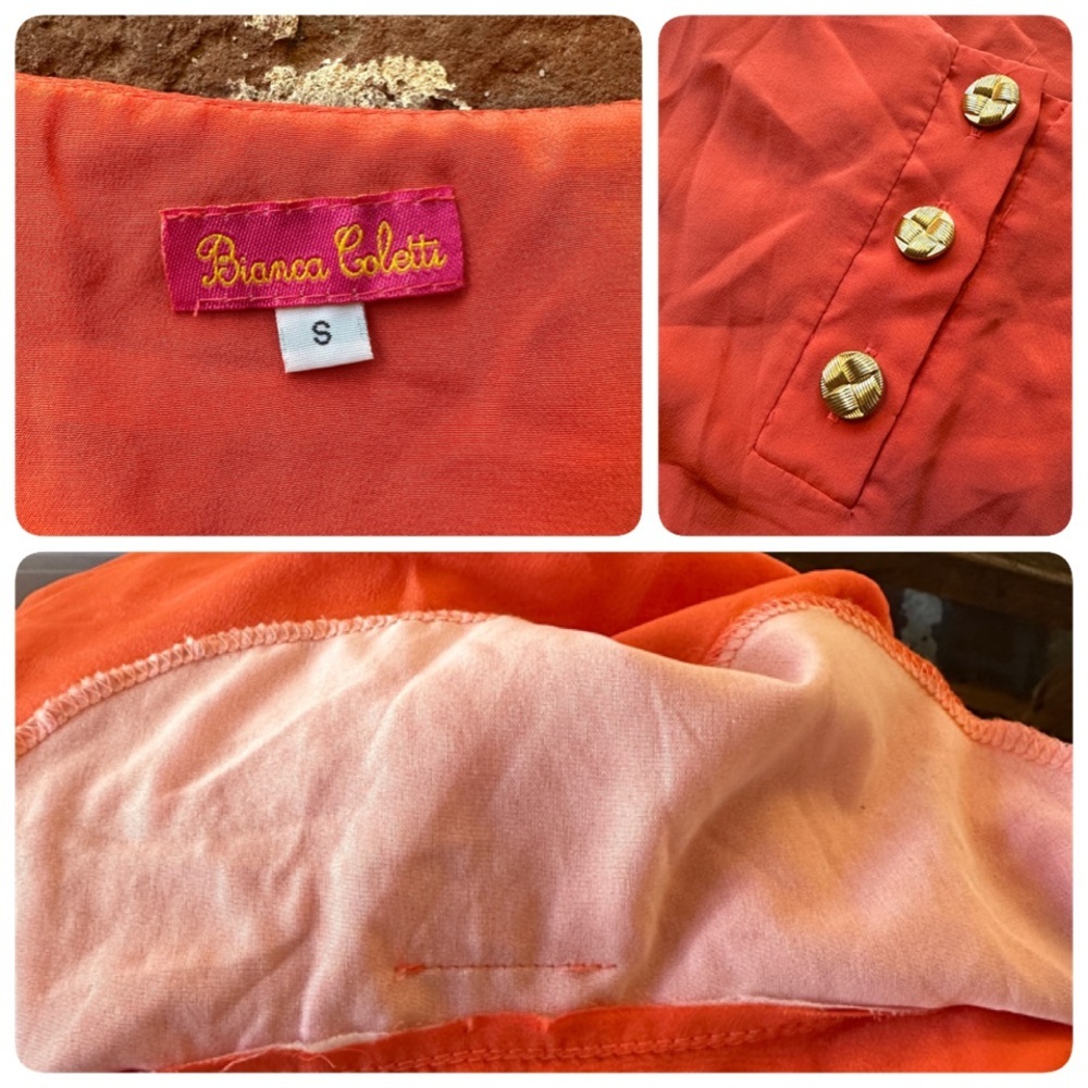 Bianca Coletti Size Small Orange Mini Dress Beach Cover Up Silk Tunic Resortwear - Picture 16 of 16